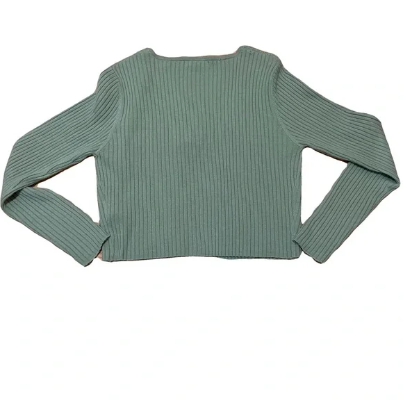 Green Ribbed Knit Sweater - Picture 2 of 3